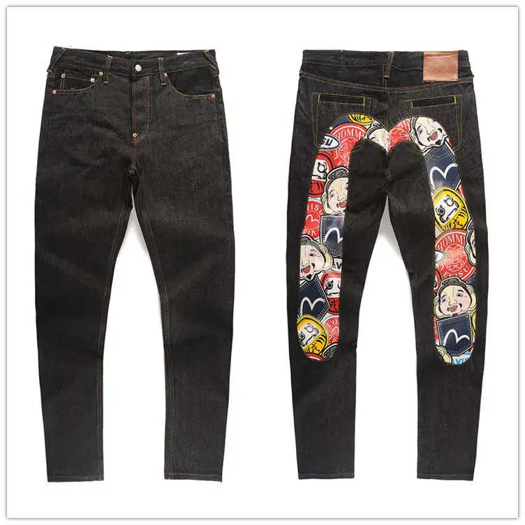 Новинка года; модные повседневные мужские Джинсы Evisu наивысшего качества в стиле хип-хоп с вышивкой; Аутентичные Мужские дышащие прямые брюки