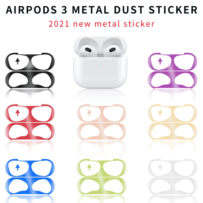 

Защитная пленка для AirPods 3 с металлическим покрытием и защитой от царапин, покрытие для наушников Apple Bluetooth, Пылезащитная наклейка, Airpods