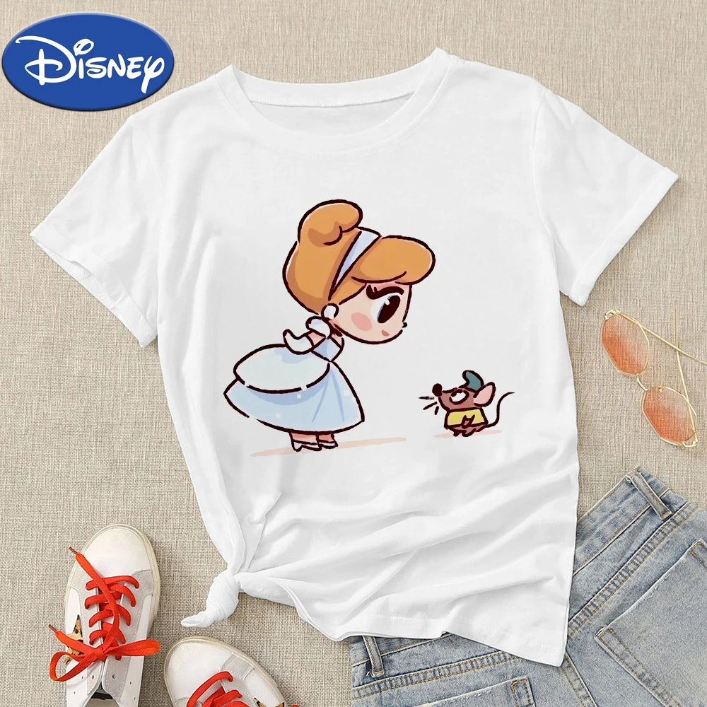 

Disney Princesses Woman T-Shirt Cinderella Kawaii Clothes Tshirt Short Sleeve 2022 Summer Cartoon Ropa Tumblr Europe Mujer Tees