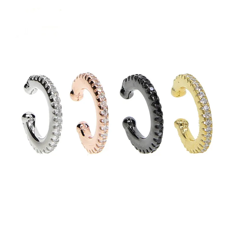 Изящные каффы для ушей, micro pave, Круглый фианит, манжета из стерлингового серебра 925 пробы, модные крошечные Искрящиеся простые серьги без пирсинга, Женские Ювелирные изделия