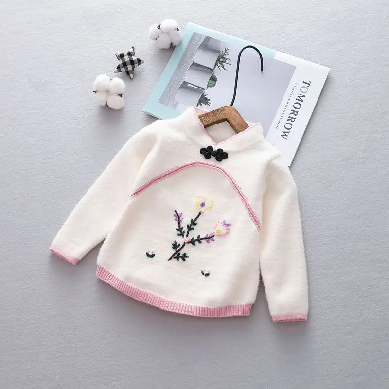 2019 г. Китайский осенний свитер для маленьких девочек вязаный одежда детей топ от 4