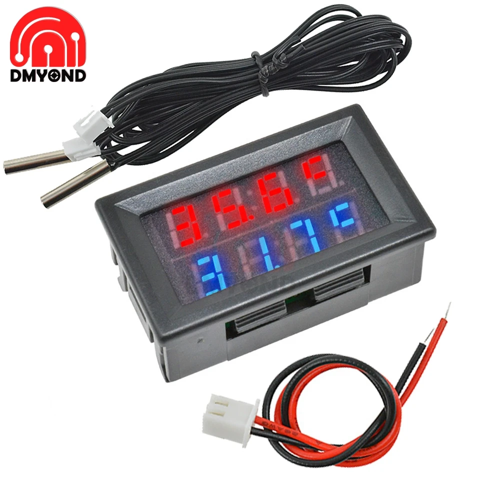DC 4V-28V светодиодный двойной Дисплей цифровой термометр NTC Водонепроницаемый