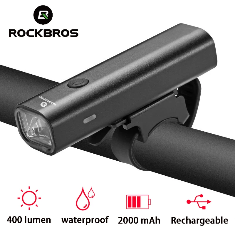 

ROCKBROS New Rechargeable Bicycle Light Bike Headlight Waterproof Cycling Riding Flashlight MTB Road Bike Front Lamp 200/400 LM