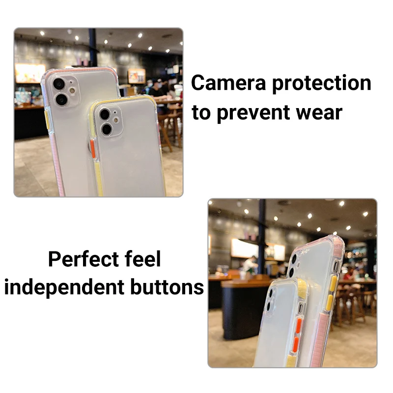 

Transparent Shockproof Case For iPhone 12 Mini 11 Pro Xs MAX XR X 6s 7 8 Plus SE2 Case Soft TPU Phone Cover iphone11 12 Pro Max