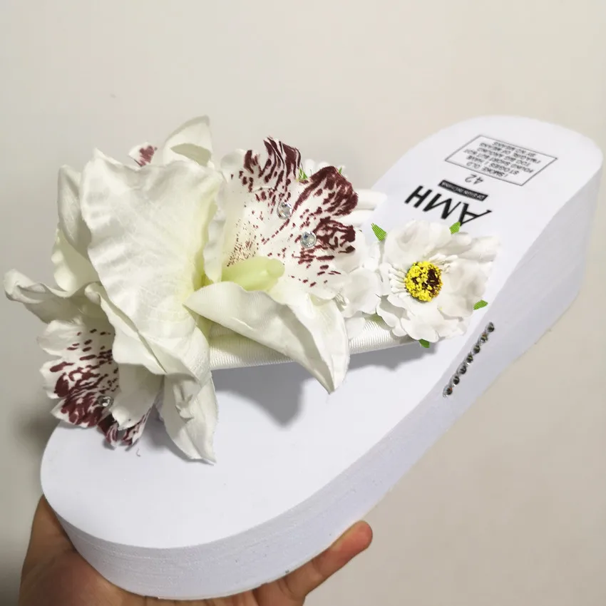 HAHAFLOWER/Новинка; модные летние женские шлепанцы на высоком каблуке; Вьетнамки; пляжная обувь на танкетке; обувь на платформе клиновидный вьетнамки