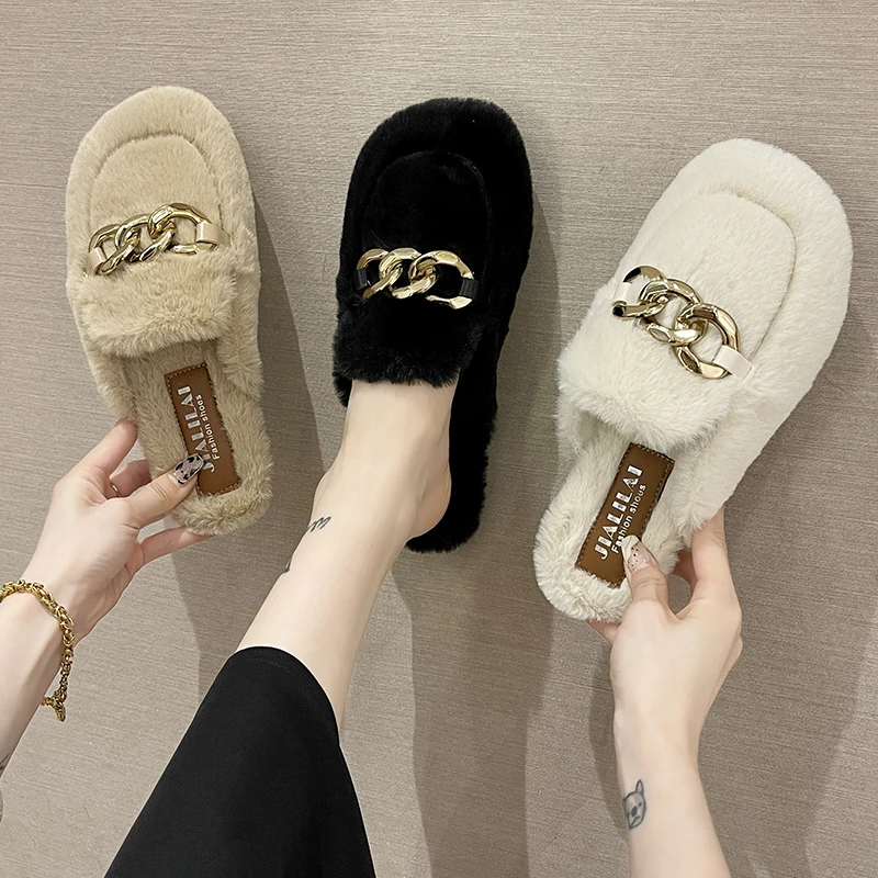 

Женские плюшевые тапочки, модная новинка осень-зима 2021, универсальные домашние тапочки Baotou, плюшевые тапочки, женские Тапочки