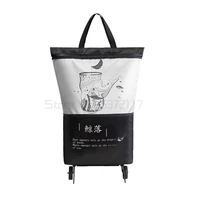 household foldable shopping cart travel shoulder portable large thickened portable shopping bag with supermarket shopping bag