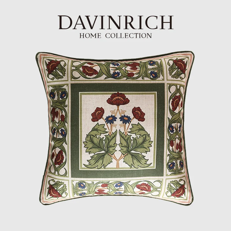 

Рождественские декоративные наволочки DAVINRICH, наволочки в американском пасторальном стиле для гостиной, дивана, стула, дивана, подушки, Винтажный Зеленый, Красный