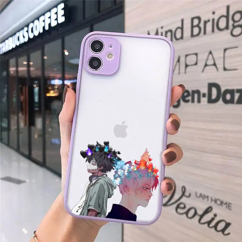 

my hero academia Phone Case purple matte transparent For iPhone 7 8 x xs xr 11 12 pro plus max mini Clear Funda