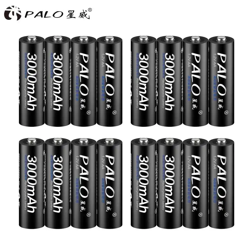 16x3000 6 шт.* PALO AA батарея Ni-MH 1,2 V 3000MAH AA перезаряжаемые батареи 2A Bateria Baterias с 1 батарейный чехол - Цвет: 16x3000