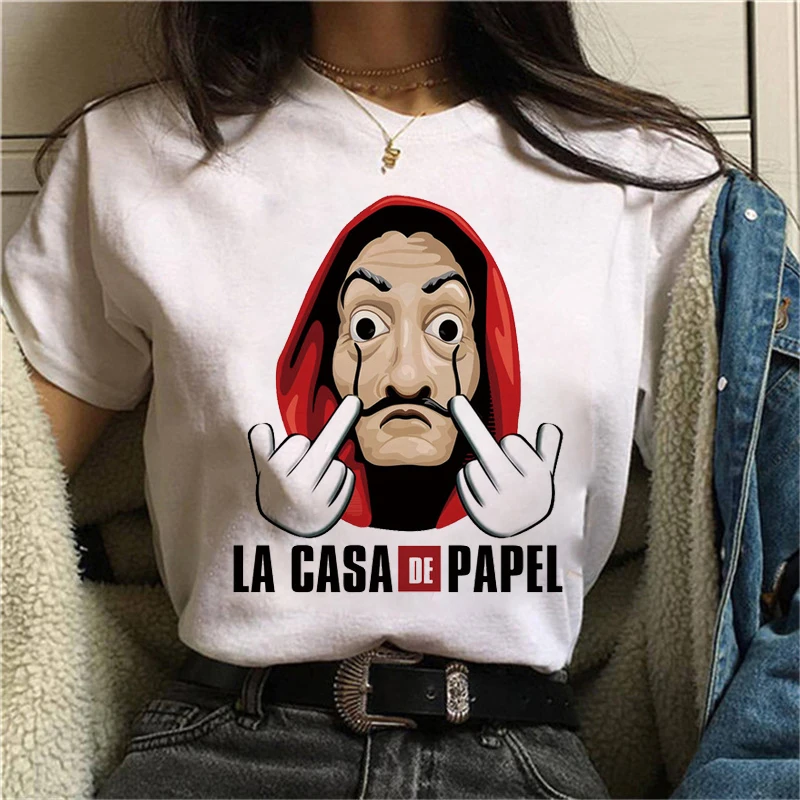 

La Casa De Papel Tshirt Money Heist Tees TV Series T Shirt Women T Short Sleeve House of Paper Funny Female T-Shirt Tops