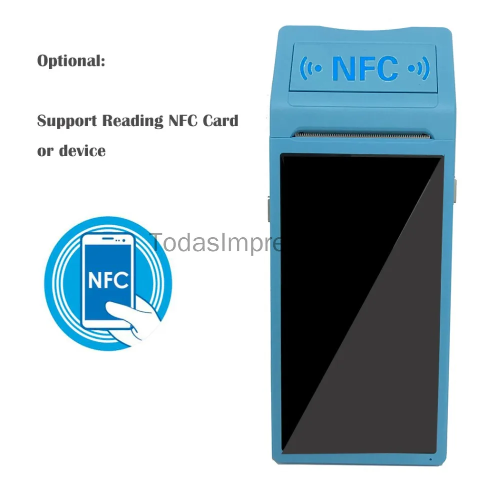 pda handheld pos android 8 1 thermal printers pda terminal 5 5 hd touch 3g wifi bt wireless 58mm nfc barcode scaner impresoras free global shipping