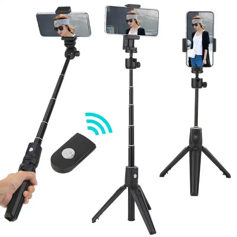

Portable Mini Bluetooth Selfie Stick 2 in 1 Phone Clips Tripod Stand with Remote Control Kits for Android for iOS Mobile Phone