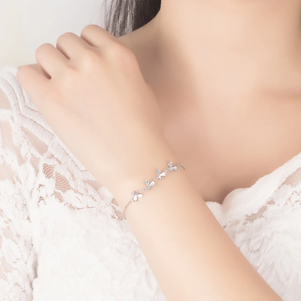 Женский минималистичный браслет из серебра 925 пробы с цветком вишни|Гибкие и