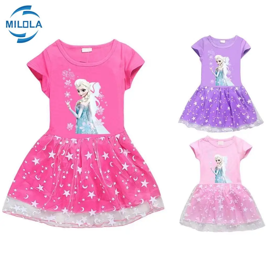 Летнее Хлопковое платье для девочек с принтом Холодное сердце | Детская одежда и