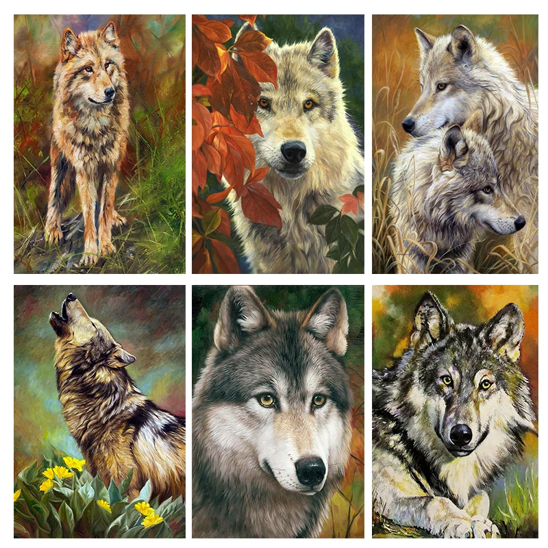 

Diamond Painting 5D Diamonds DIY Animal-Wolf Cross Stitch Full Square Drill Embroidery Colorful Handmade Home Room Wall Decor