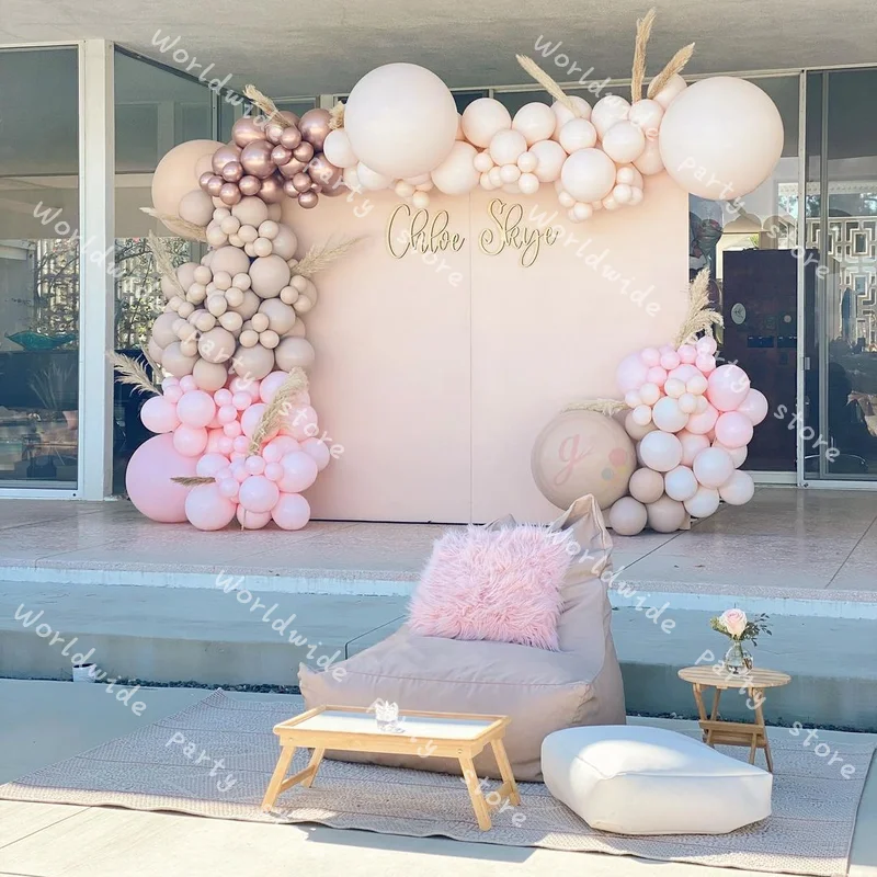 

Rose Gold Party Ballon Birthday Baby Shower 189pcs Doubled Nude Balloon Garland Arch Wedding Decoration Double Apricot Decor