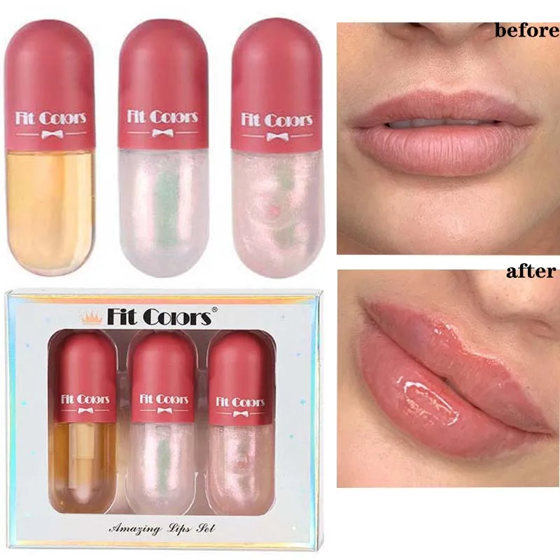 Миниатюрный Натуральный жидкий блеск для губ с увеличением объема частичный