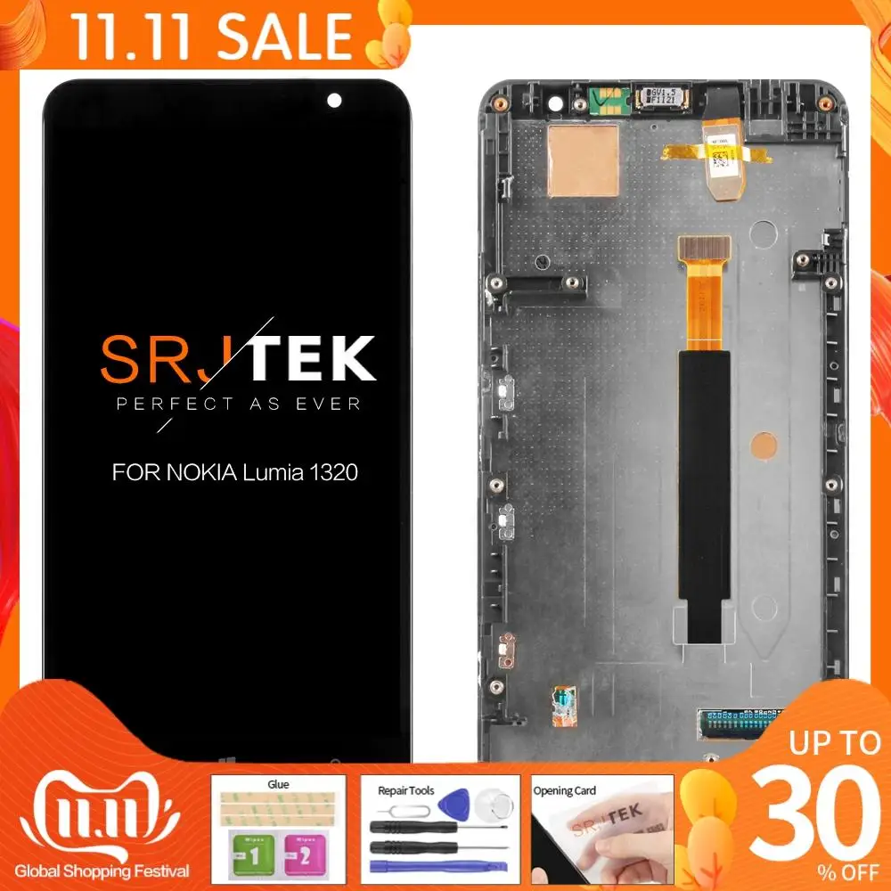 Srjtek протестированный 6 0 '&#x271280x720 ЖК-дисплей для NOKIA Lumia 1320 дисплей сенсорный