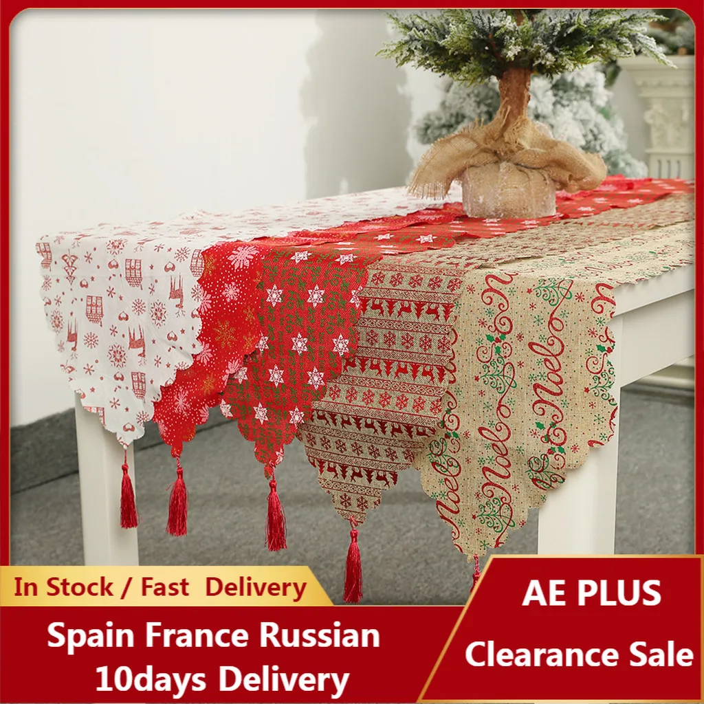 Рождественская скатерть с принтом снежинок и букв подстилка украшение для