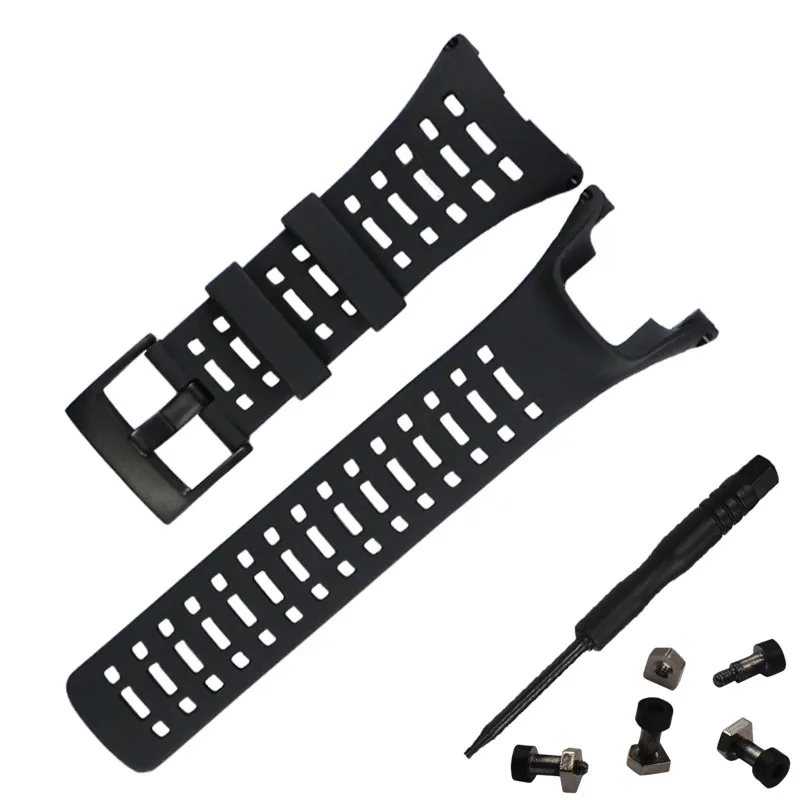 Black buckle screw 1 Резиновый ремешок для часов Suunto Ambit 3 пиковый/спортивный/бег/2/2 S/2R/1 умный браслет со стальной застежкой - Цвет ремешка: Black buckle screw 1