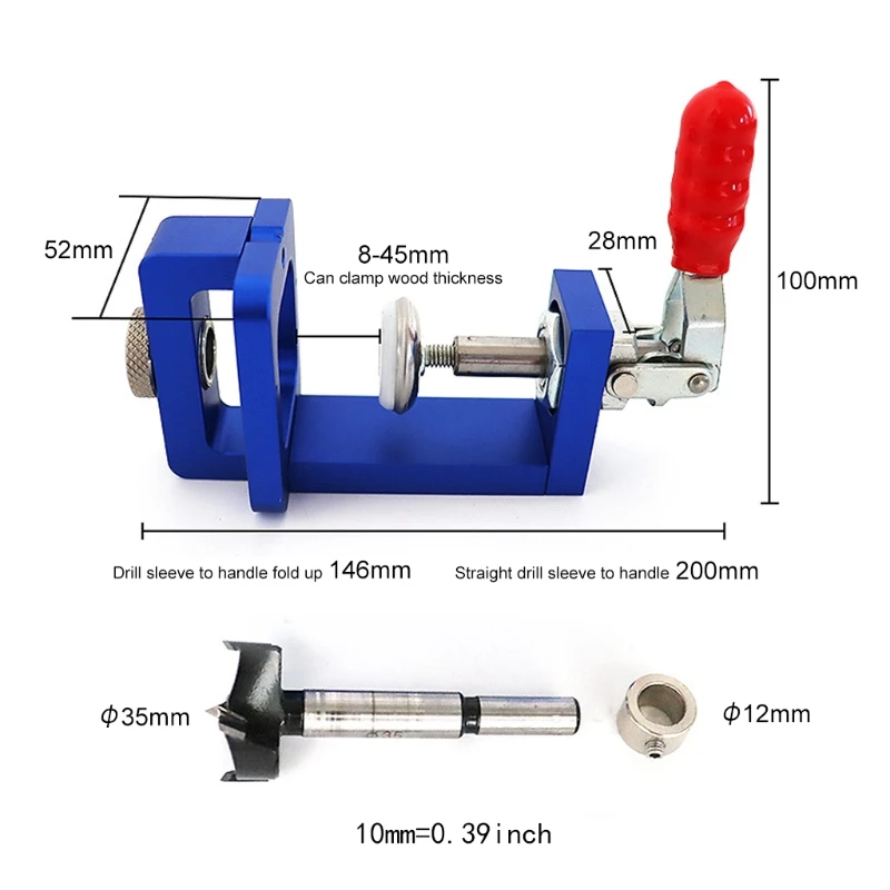 

H7JB Doweling Jig Kit Punch Locator Dowel Jigs Drill Guide Sleeve Tools Self Centering for Woodworking Joinery