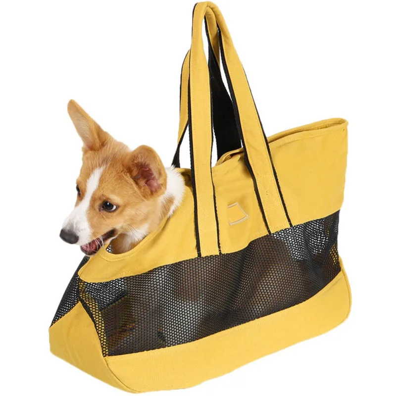 

Pet Portable Handbag Simple Fresh Polyester Cotton Large Mesh Breathable And Comfortable Out Breathable Cat Cloth Bag Outdoor