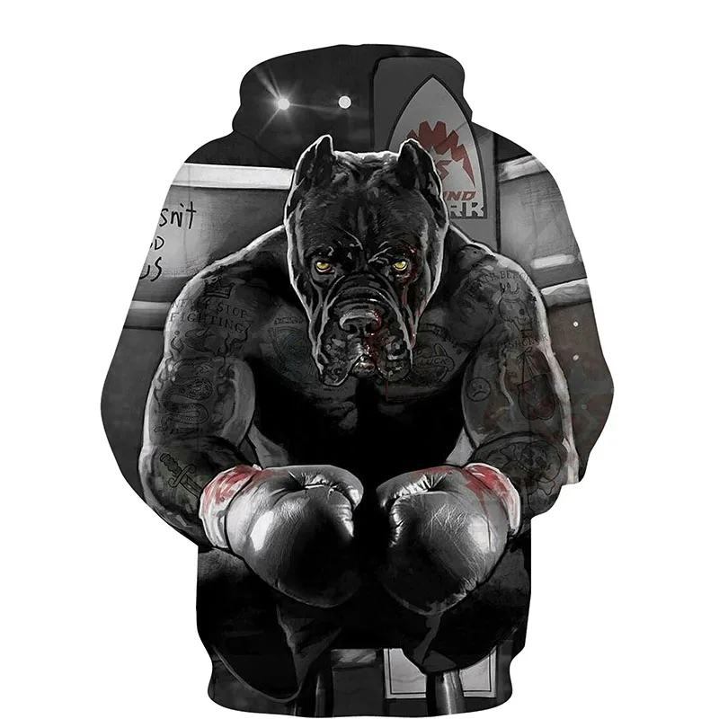 

Autumn Winter 3D Printed Boxing Dog Men's Zipper Sweatshirts Hoodies Fashion Casual Men Long Sleeve Hooded Top Clothing