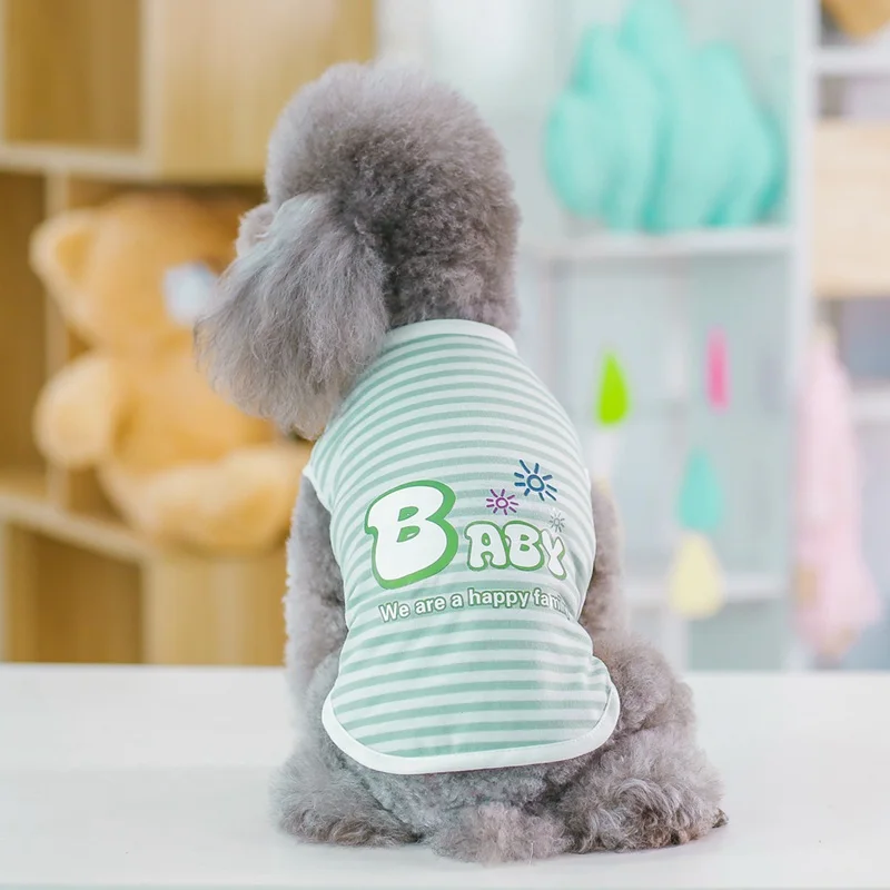 Жилет в полоску для питомцев сезон весна лето футболка без рукавов маленьких и