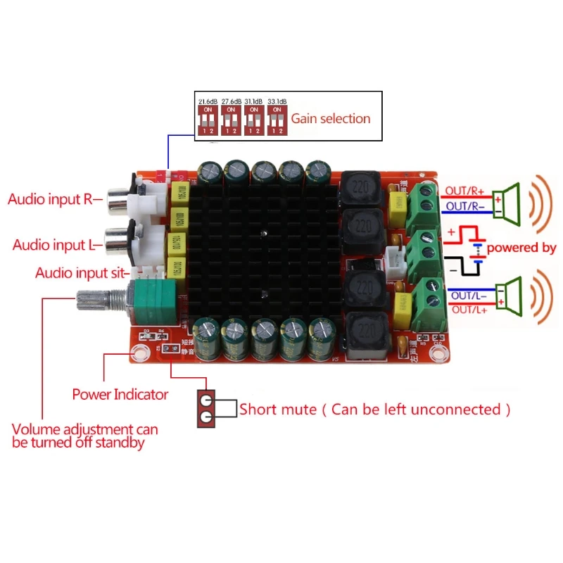 TDA7498 2x100W Digital Power Amplifier Board Class D Dual Audio Stereo DC 14-34V | Компьютеры и офис