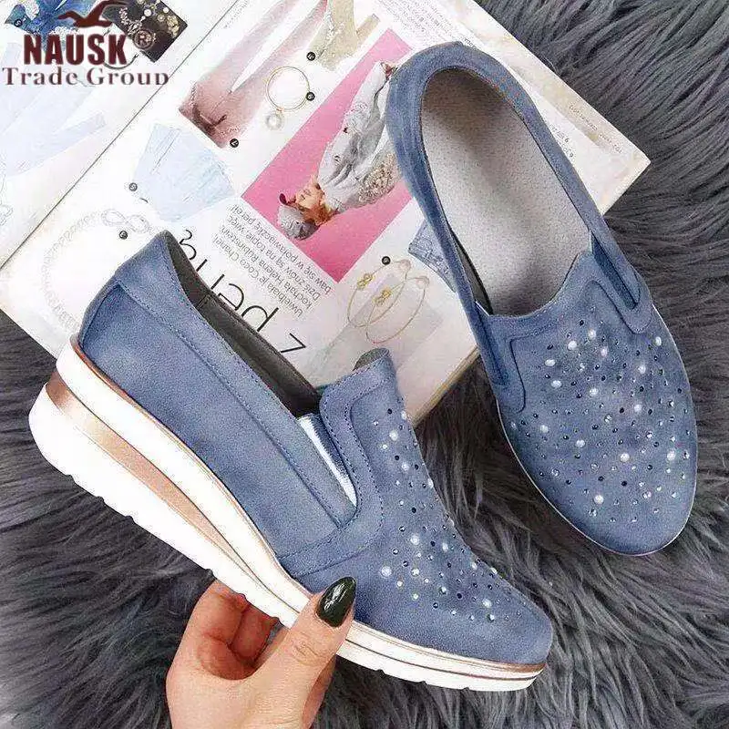 

Autumn Women Flat Bling Sneakers Casual Vulcanized Shoes Female Lace Up Ladies Platform Comfort Crystal Loafers Fashion Shoes