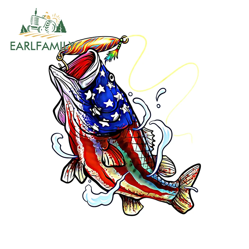 

EARLFAMILY 13 см x 10,8 см для американского флага рыбы забавные автомобильные наклейки Авто кондиционер наклейка водонепроницаемый устойчивый к ц...