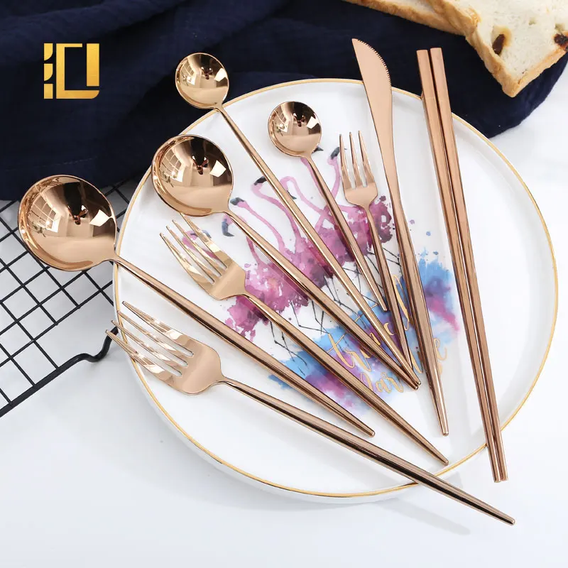 Пищевой кофейный десерт ложка вилка нож палочки для еды набор столовых приборов