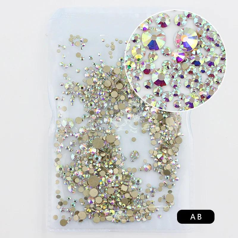 

2020 Новый разноцветный 1440 шт. 3D золотая задняя часть без горячей фиксации дизайн ногтей плоская задняя Стразы для фотографий