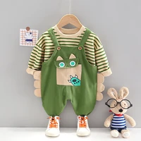 2022 spring autumn baby boys girls clothing sets kids sportswear children clothes outfits infant stripe t shirt cartoon pants
