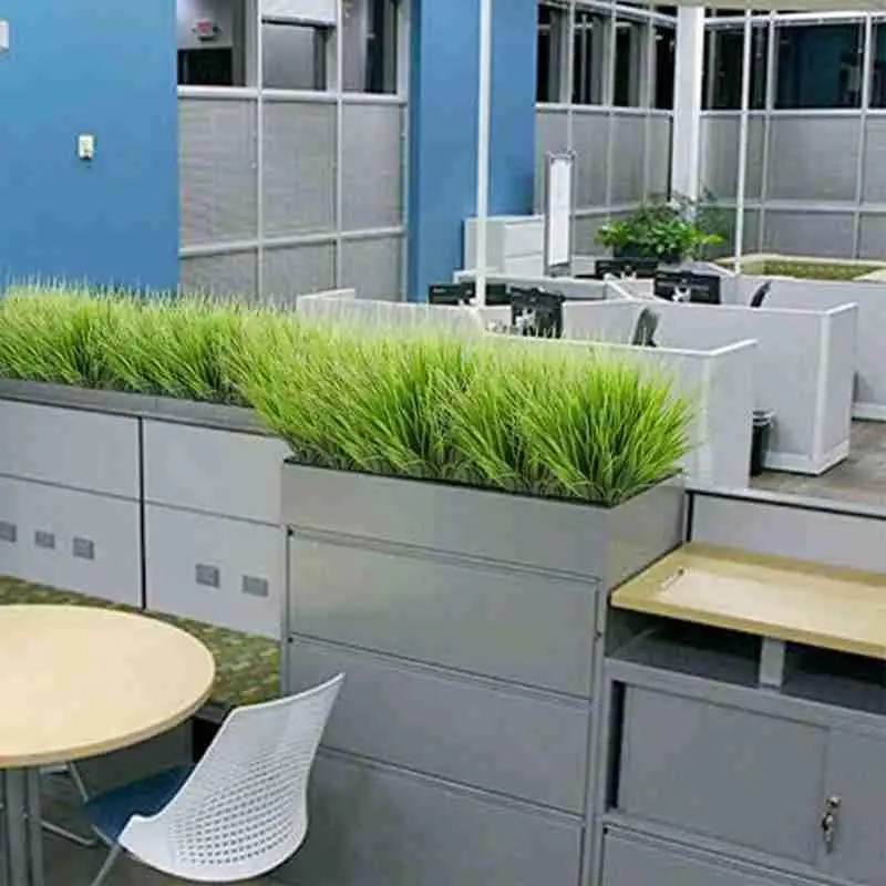 Искусственное зеленое растение тонкая трава 45 см пластиковое украшение в горшке