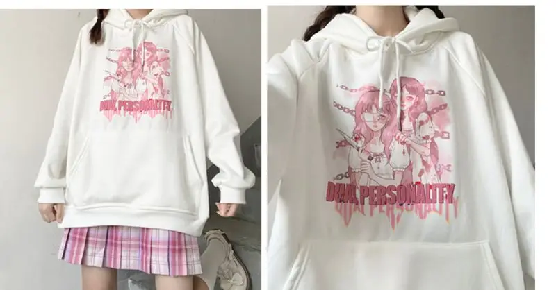 

Japanese Harajuku Plush thickened sweater for women 2021 BN025 loose Korean Cartoon Hooded Jacket for women in autumn and winter