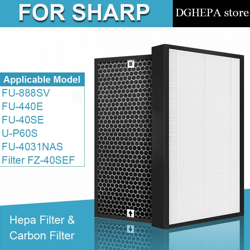 Сменный HEPA фильтр для очистителя воздуха Sharp FZ-40SEF, угольный фильтр для FU-888SV, FU-440E, FU-40SE, FU-P60S, FU-4031NAS - изображение