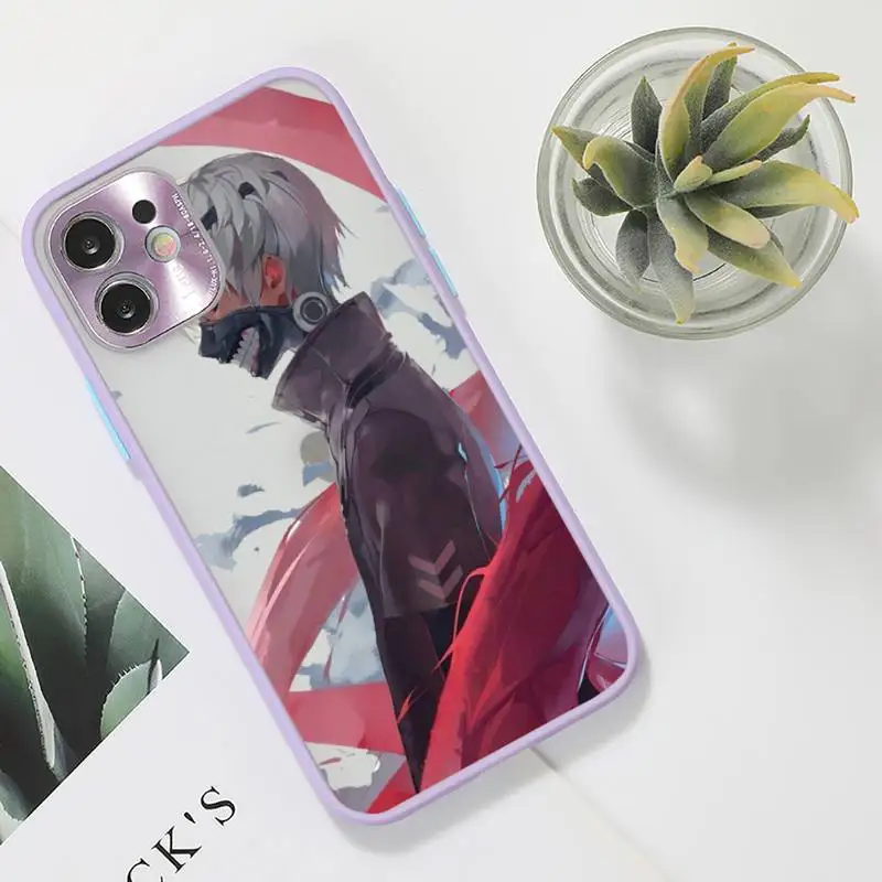 

Anime Tokyo Ghouls terror horror Phone Case purple matte transparent For iPhone 7 8 x xs xr 11 12 pro plus max mini Clear Funda
