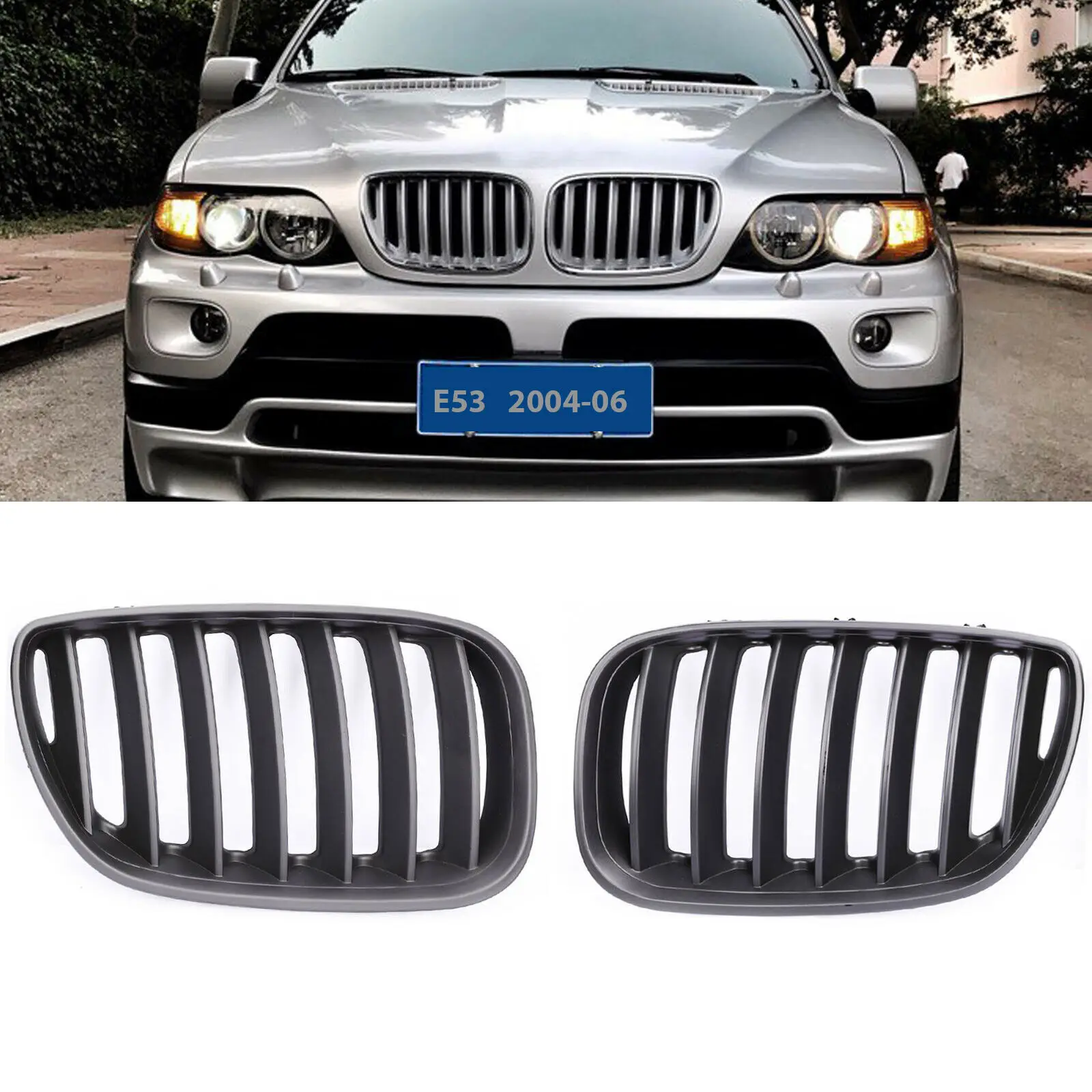 Для BMW X5 E53 2004-2006 решетка на передний бампер для автомобильного стайлинга матовая