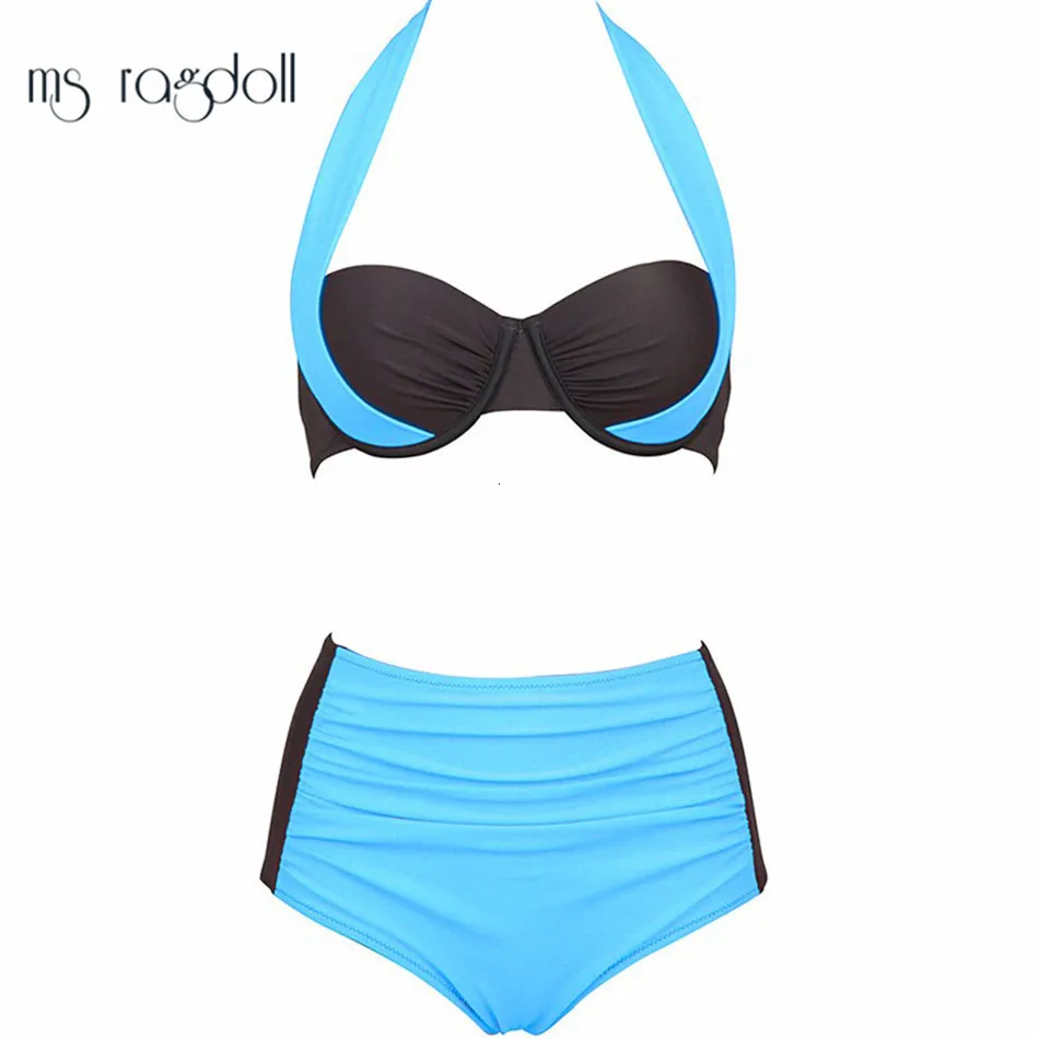 

2019 Sexy Bikinis Women Swimsuit High Waist Bathing Suit Swim Halter Push Up Bikini Set Plus Size Swimwear female Beachwear