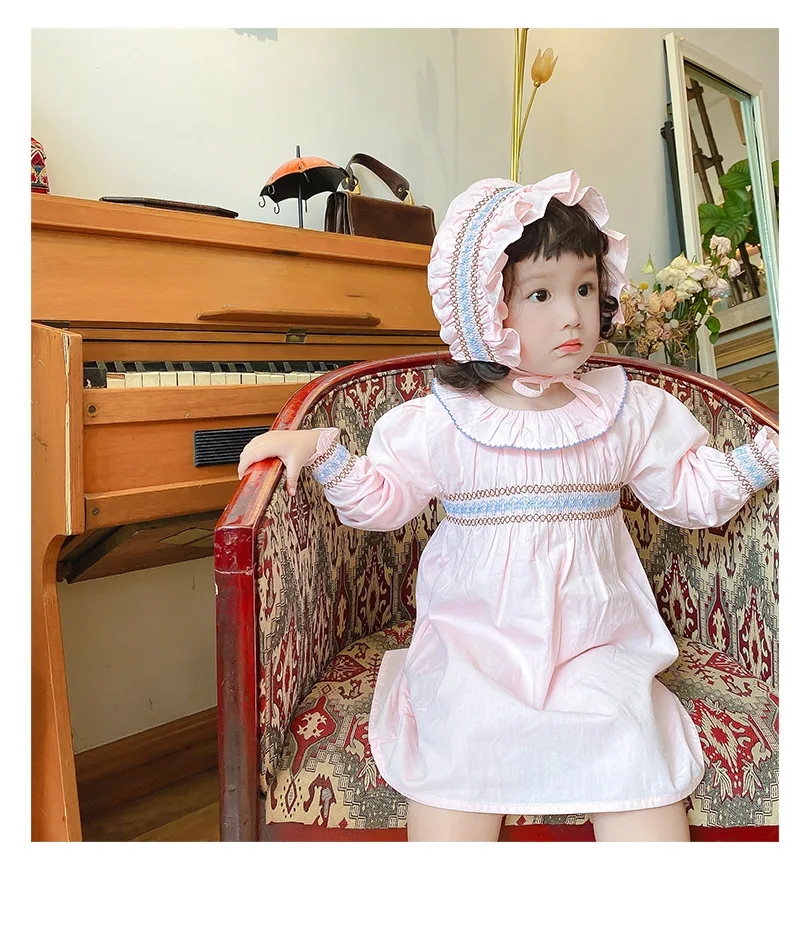 Детское Хлопковое платье с шапочкой воротником и длинными рукавами | Мать