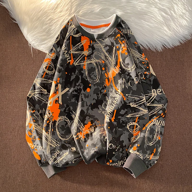 

4 Color Print Hip Hop Streetwear Sweatshirt Men'S White Hoodies Spring Autumn Casual Streetwear Clothes