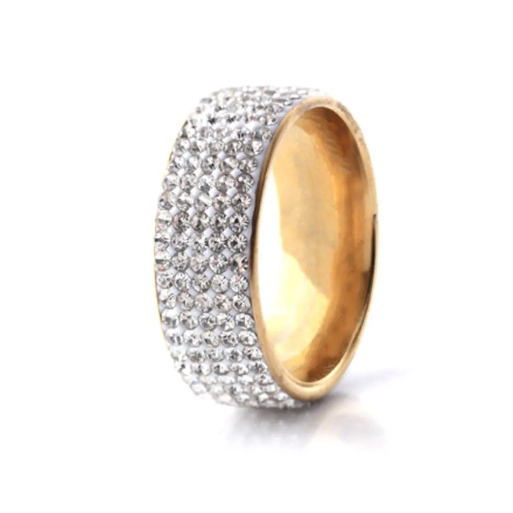 Пять рядов дрель Dimanond кольцо блестящий Кольца из нержавейки модная обувь для