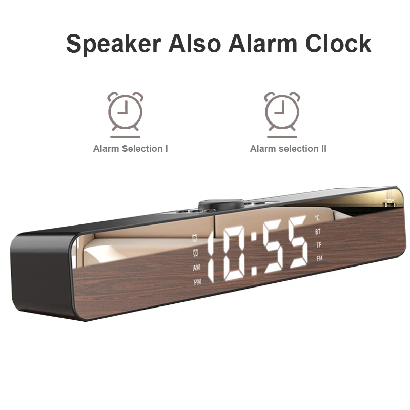 Звуковая панель для ТВ Будильник Bluetooth Динамик большой с светодиодный цифровой