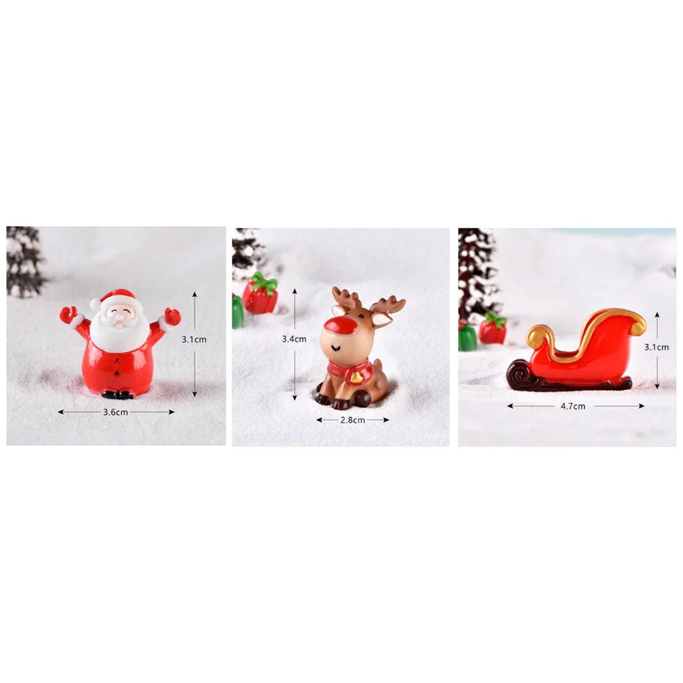 reindeer set BAIUFOR Рождественский миниатюрный Санта Клаус сани олень подарок поезд статуэтки для террариума Феи садовый Декор снежный Пейзаж Модель - Цвет: reindeer set