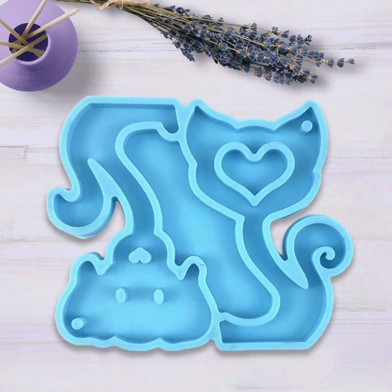 

87HC Cats Dogs Keychain Epoxy Resin Mold Jewelry Pendant Silicone Mould DIY Crafts Decorations Casting Tools