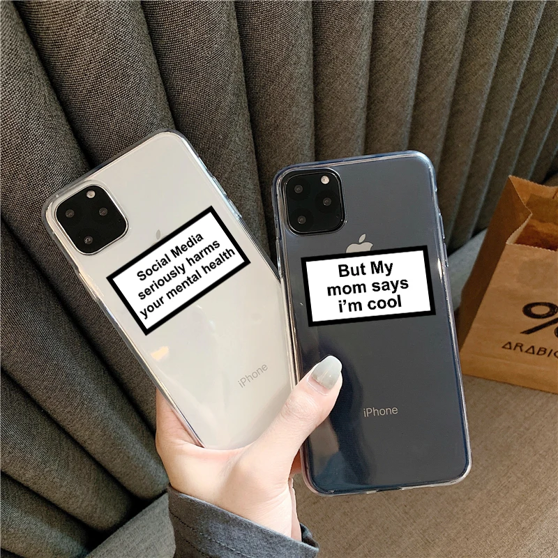 Чехол-накладка для iPhone 12 Mini 11 Pro MAX XR XS X 7 8 Plus SE 2020 прозрачный с забавными надписями |