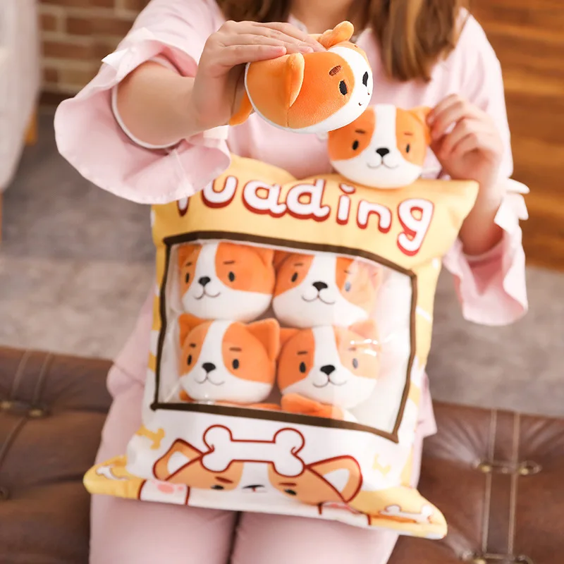 

Kawaii Pudding 8pcs Pig Cat Dog Plush Balls Bag Snack Toy Soft Cartoon Animal Stuffed Doll Sofa Pillow Girlfriend Kids Gifts