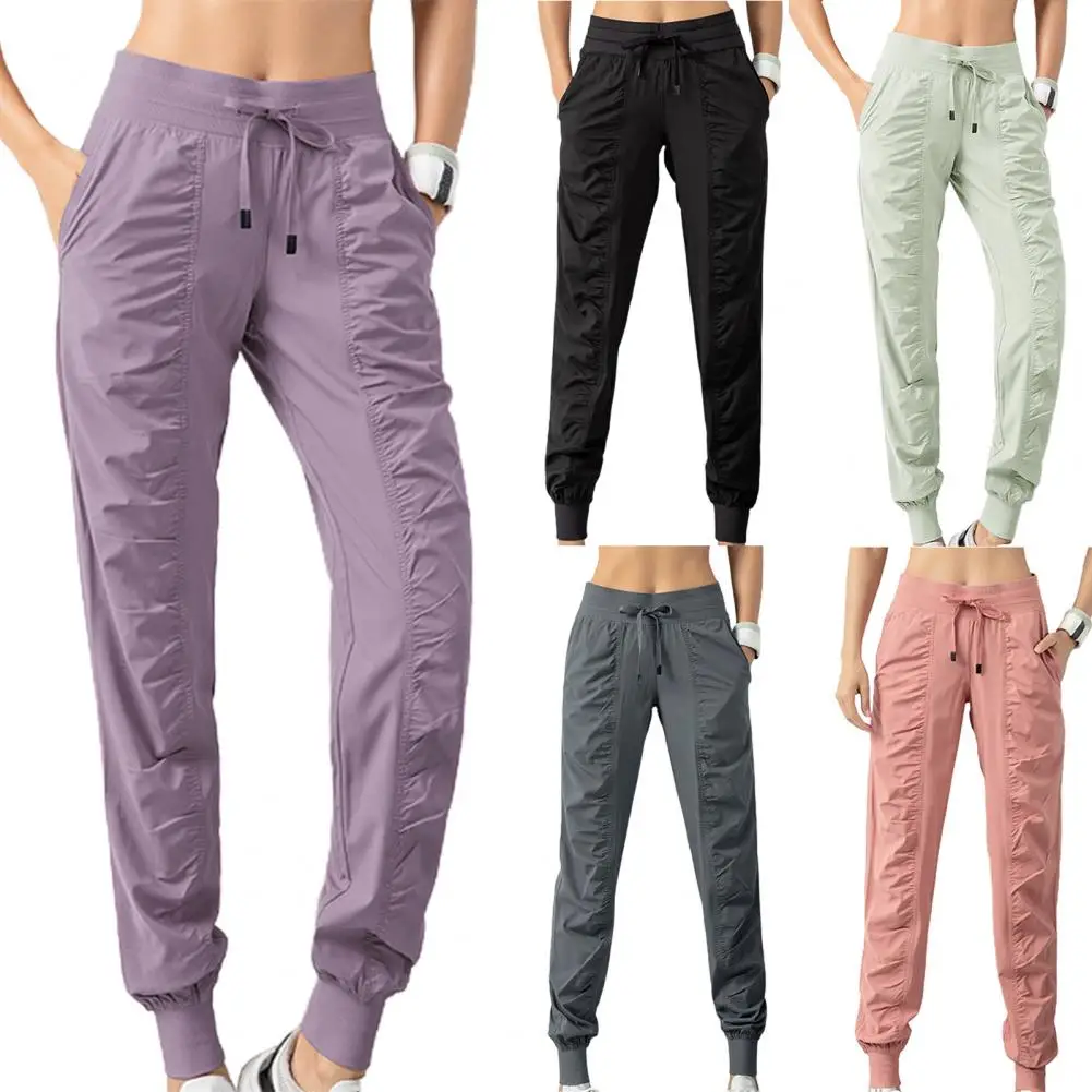 

Comfy Fashion Elastic Waist Ankle-Tied Sweatpants Breathable Exercise Pants High Waist for Yoga
